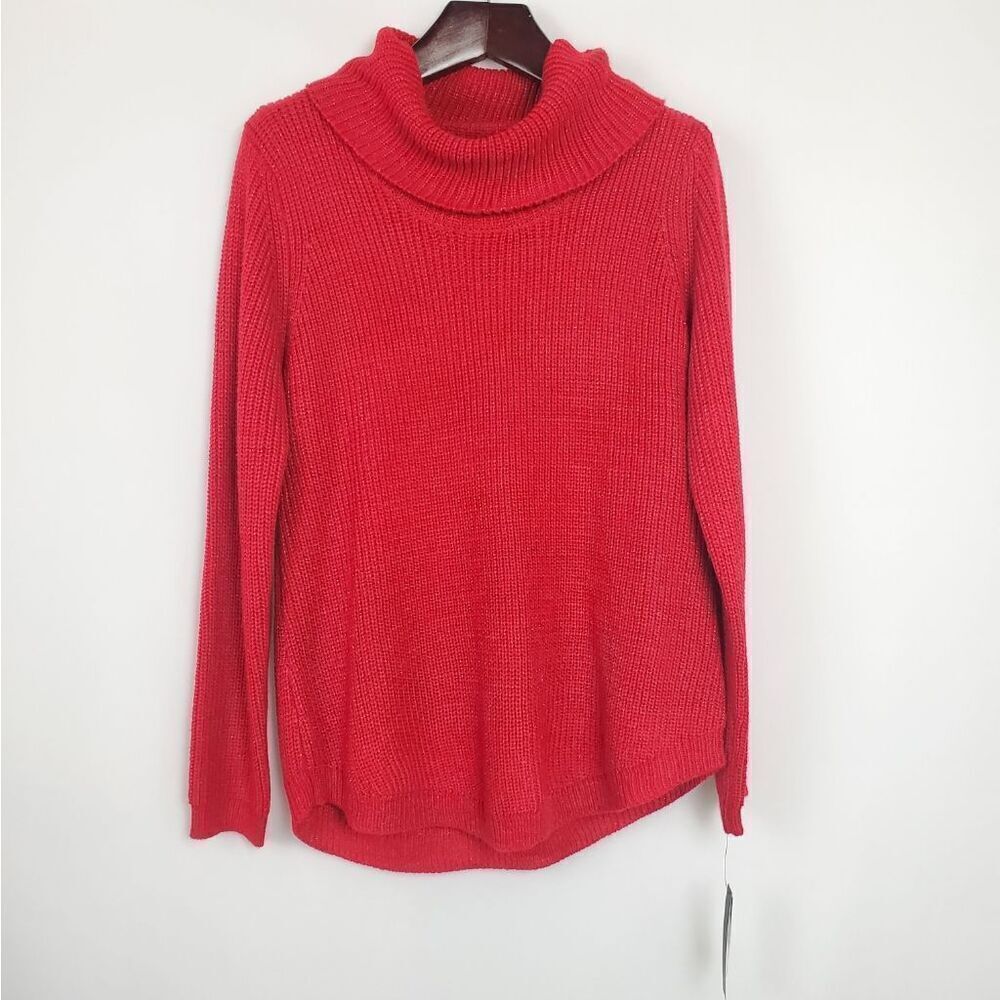 AB Studio XL Red Sparkle Cowl neck Sweater NWT
